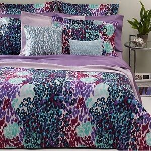 Diane Von Furstenberg queen size purple abstract animal print cotton duvet cover